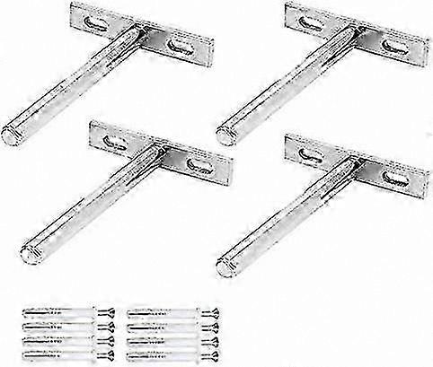 4-Pack T-Style Floating Shelf Brackets for Wood Hidden Wall Mount Supports