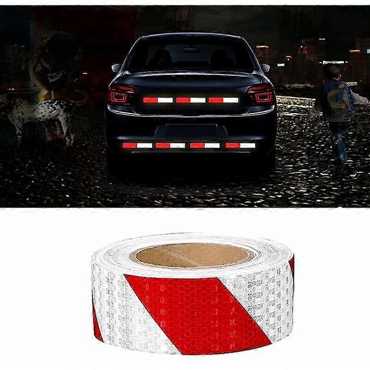 Reflective Tape, Red and White 25m x 5cm Self-Adhesive Reflective Tape, Adhesive Reflective Tape, Reflective Warning Tape