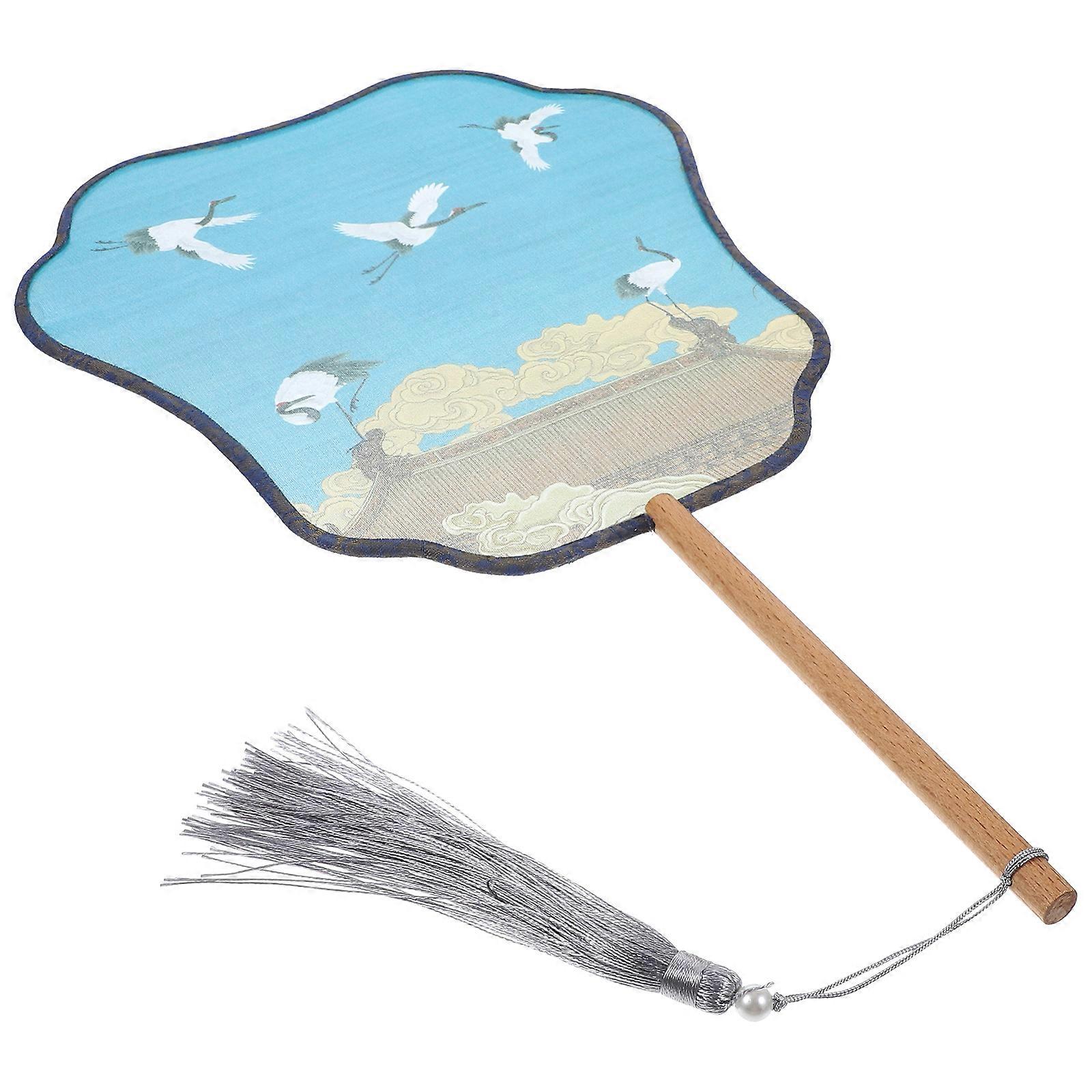 Qing Green Fan Chinese Style Hand Fan for Stage Performance