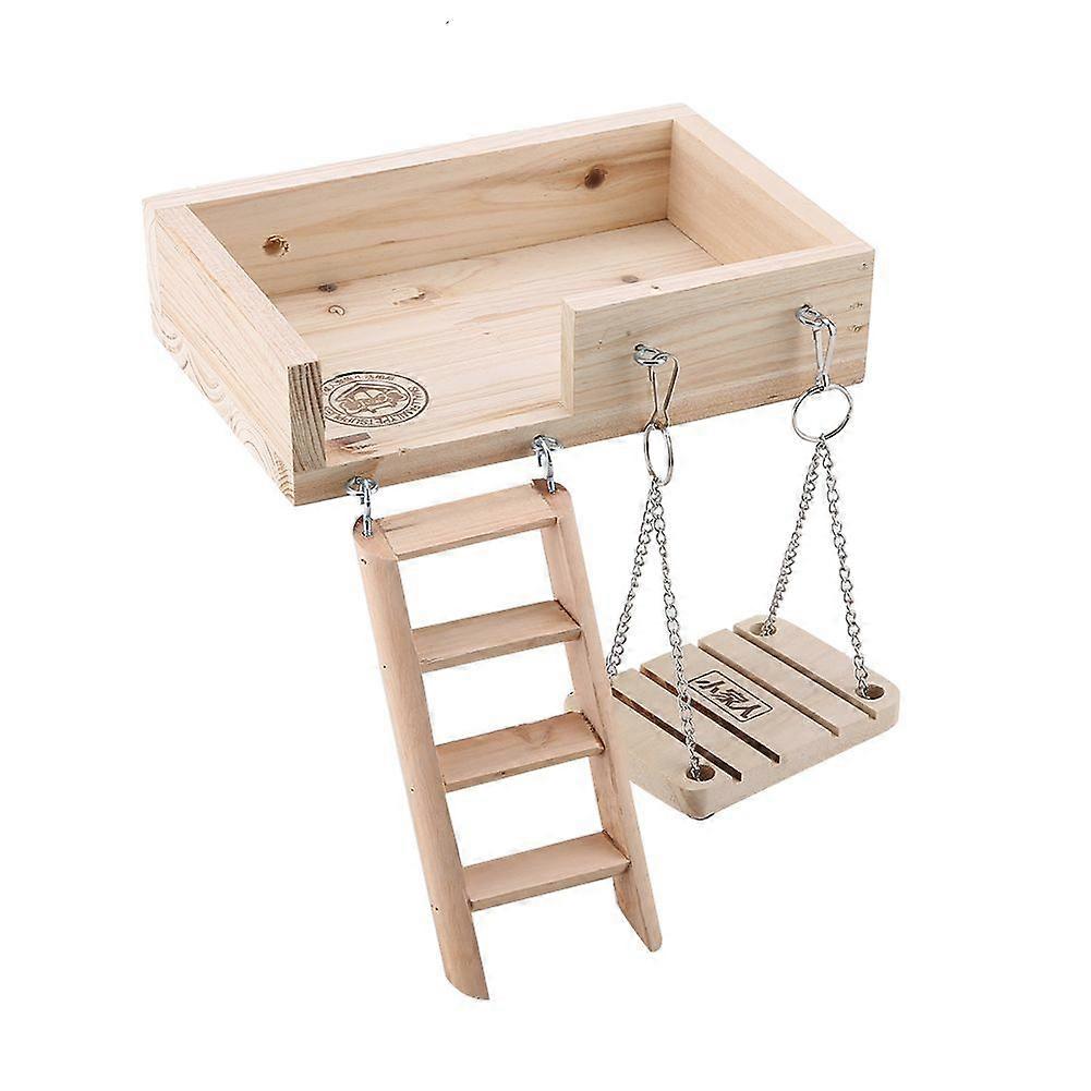 3Pcs Wooden Hamster Crawling Ladder Funny Swing Platform Toys Set for Small Pet