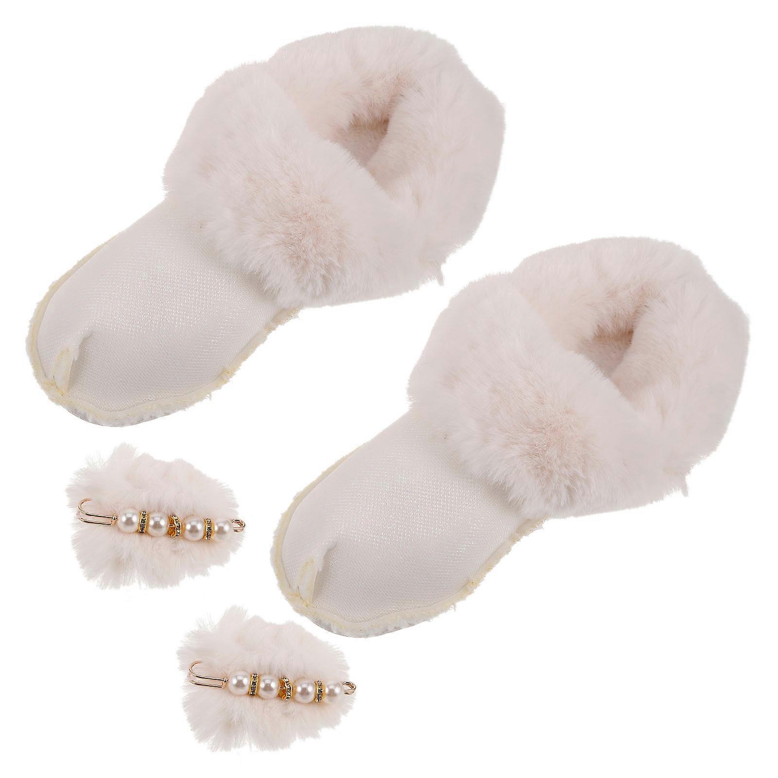 Winter Boots Plush Liner for Warmth 2Pairs White Faux Insoles