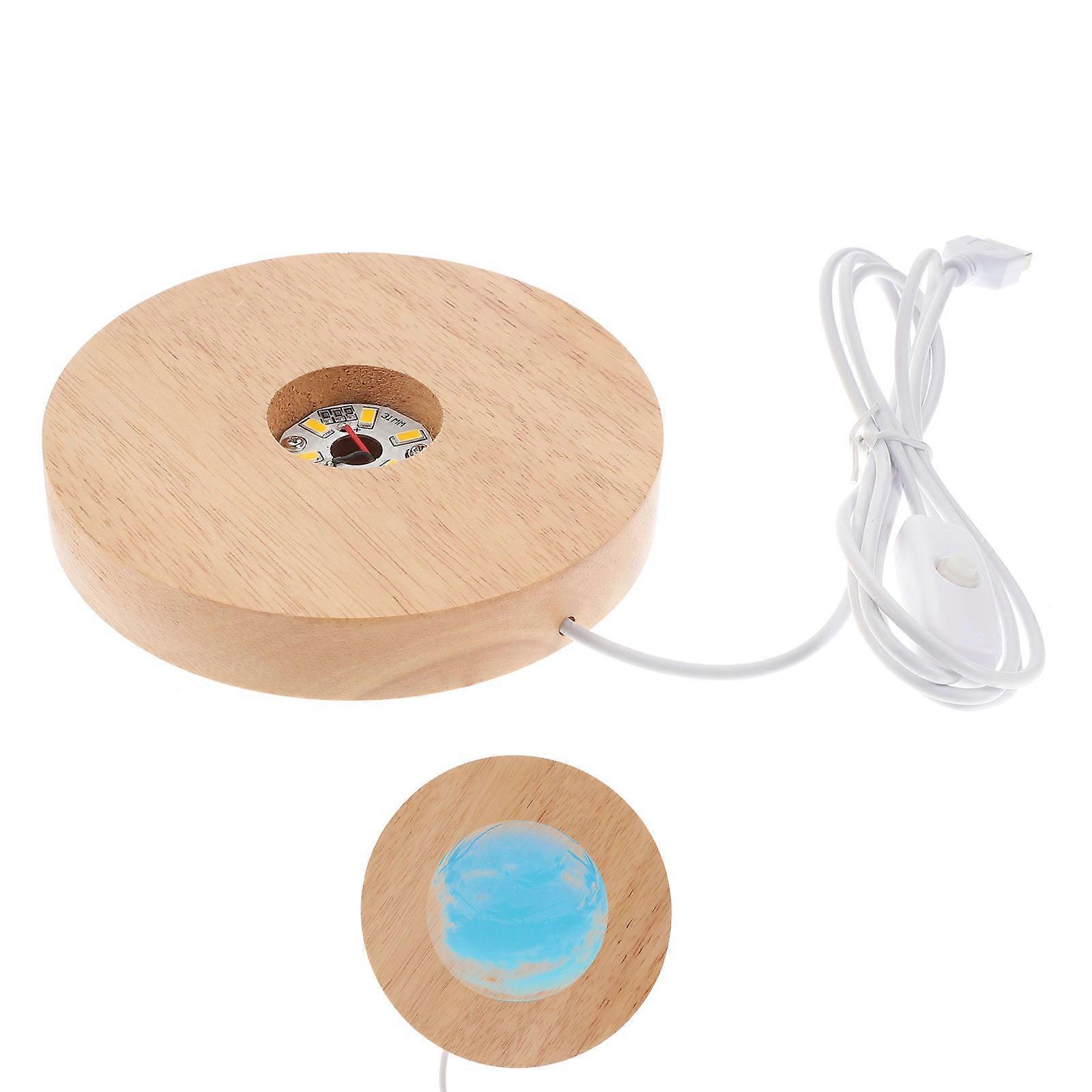 5Pcs USB Charging LED Display Base For Crystal Ball Lamp Square Wood 12X12cm Night Lighting And Indoor Decoration