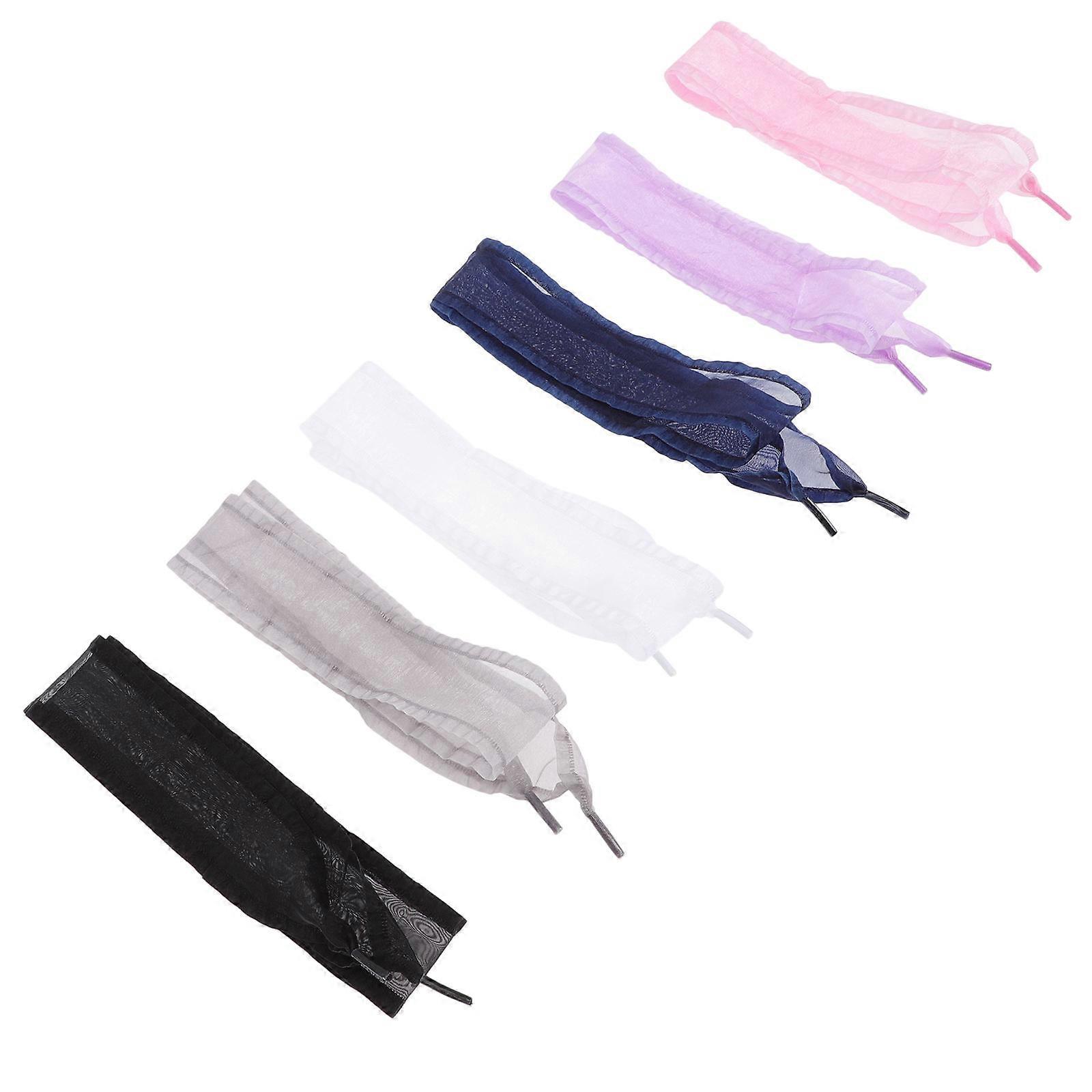 Wood Ear Edge Shoe Laces for Shoes 6Pairs Flat Chiffon Ribbon Shoelaces
