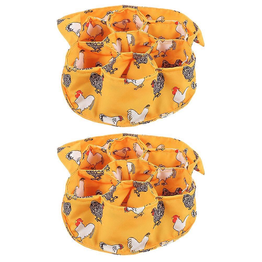Egg Collecting Basket 2Pcs Canvas Egg Bags For Chickens Garden Use With 7 Pouches