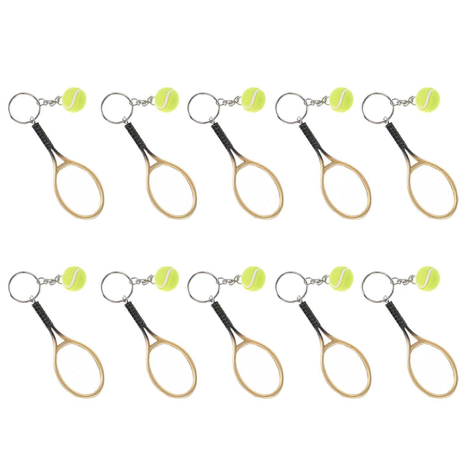 10Pcs Tennis Keychain for Decoration Use with Golden Color Material