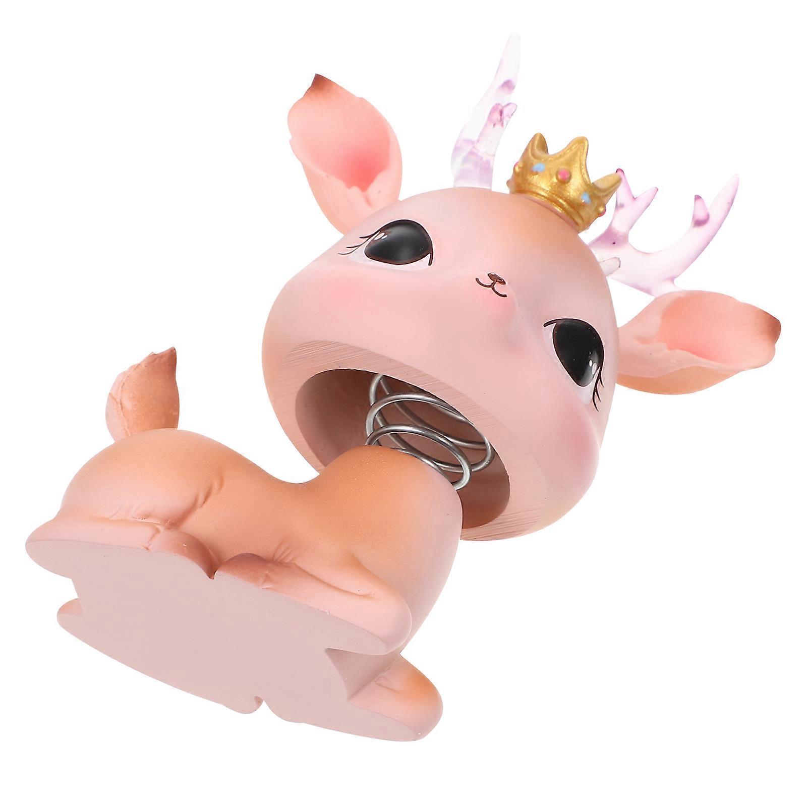 Brown Resin Shaking Head Deerlet Toy for Decor
