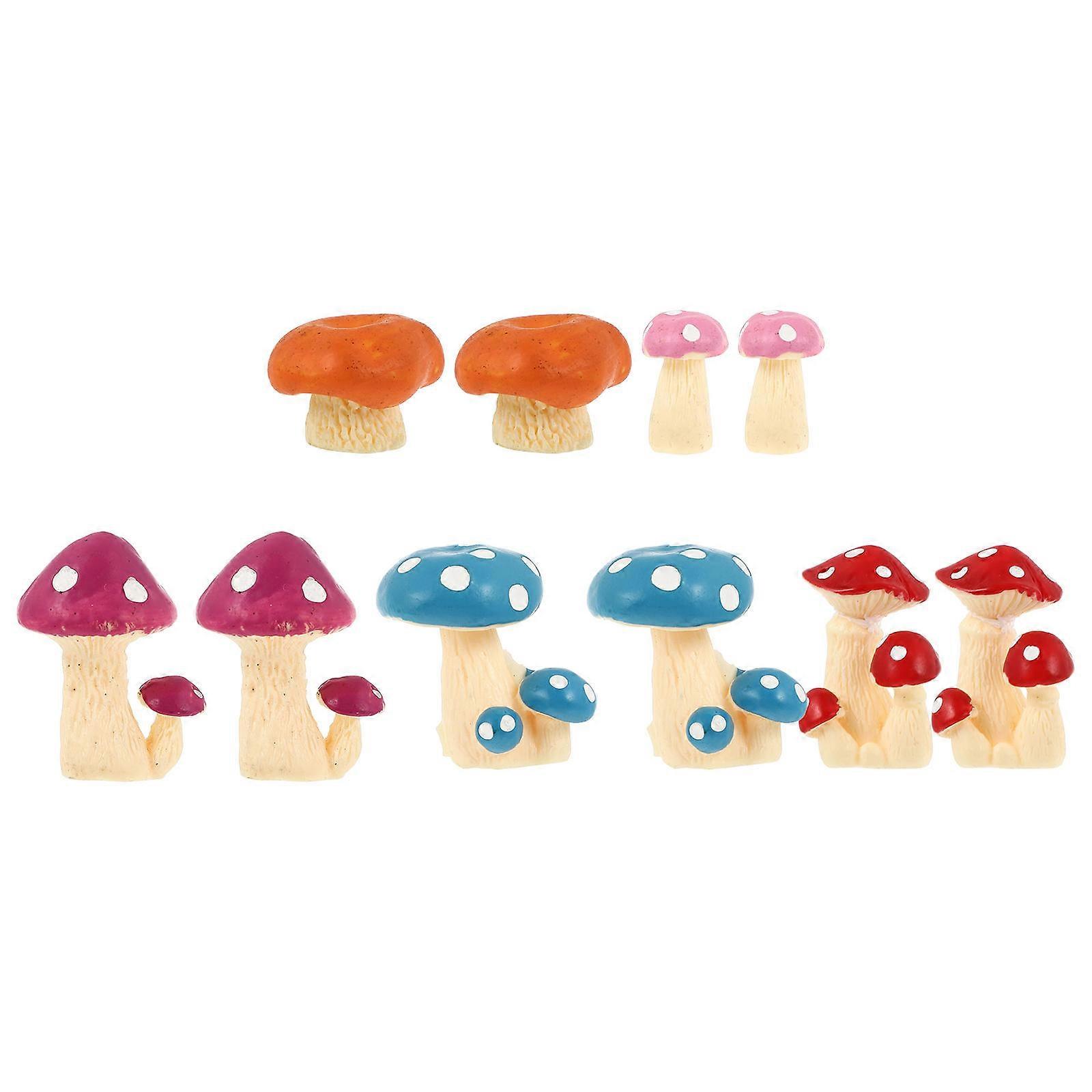 Resin Desktop Decors Simulation Mushroom Decors for Decor 10Pcs Assorted