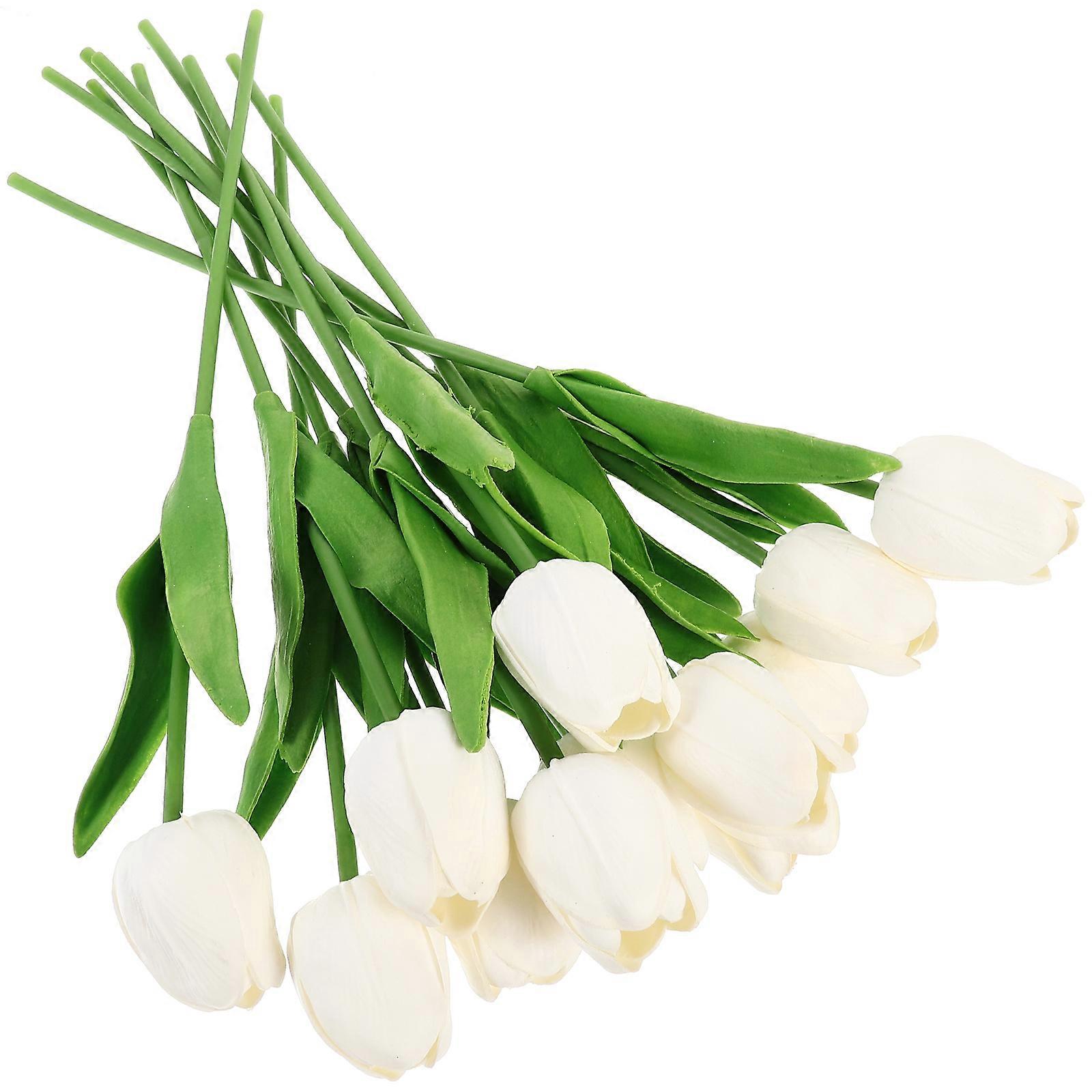 36Pcs Artificial Tulips Floating Candles for Spring Decoration White