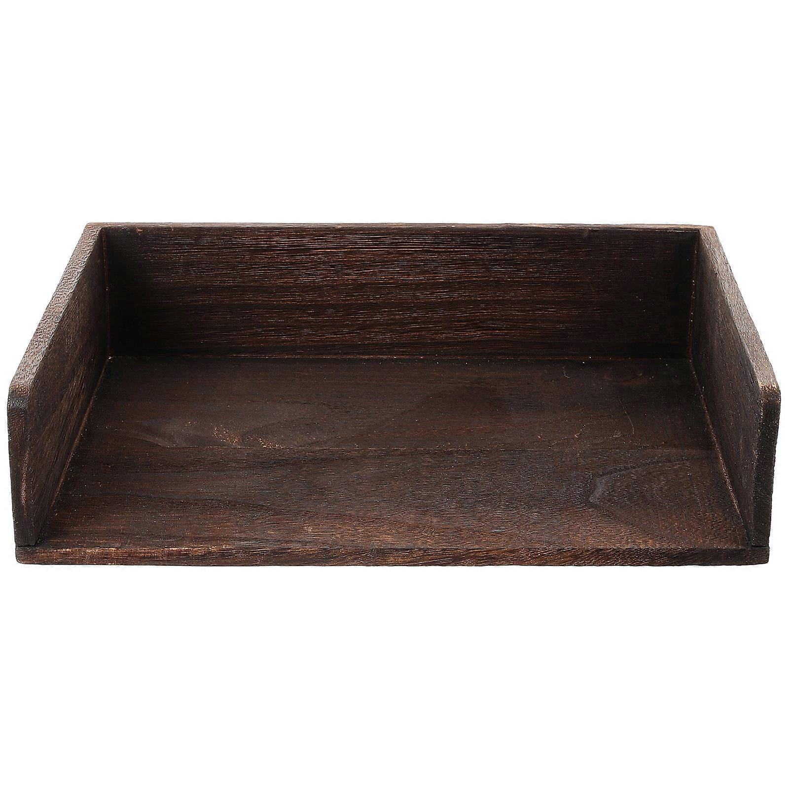 Stackable Coffee Wood Desk Organizer for Storage Office File Tray