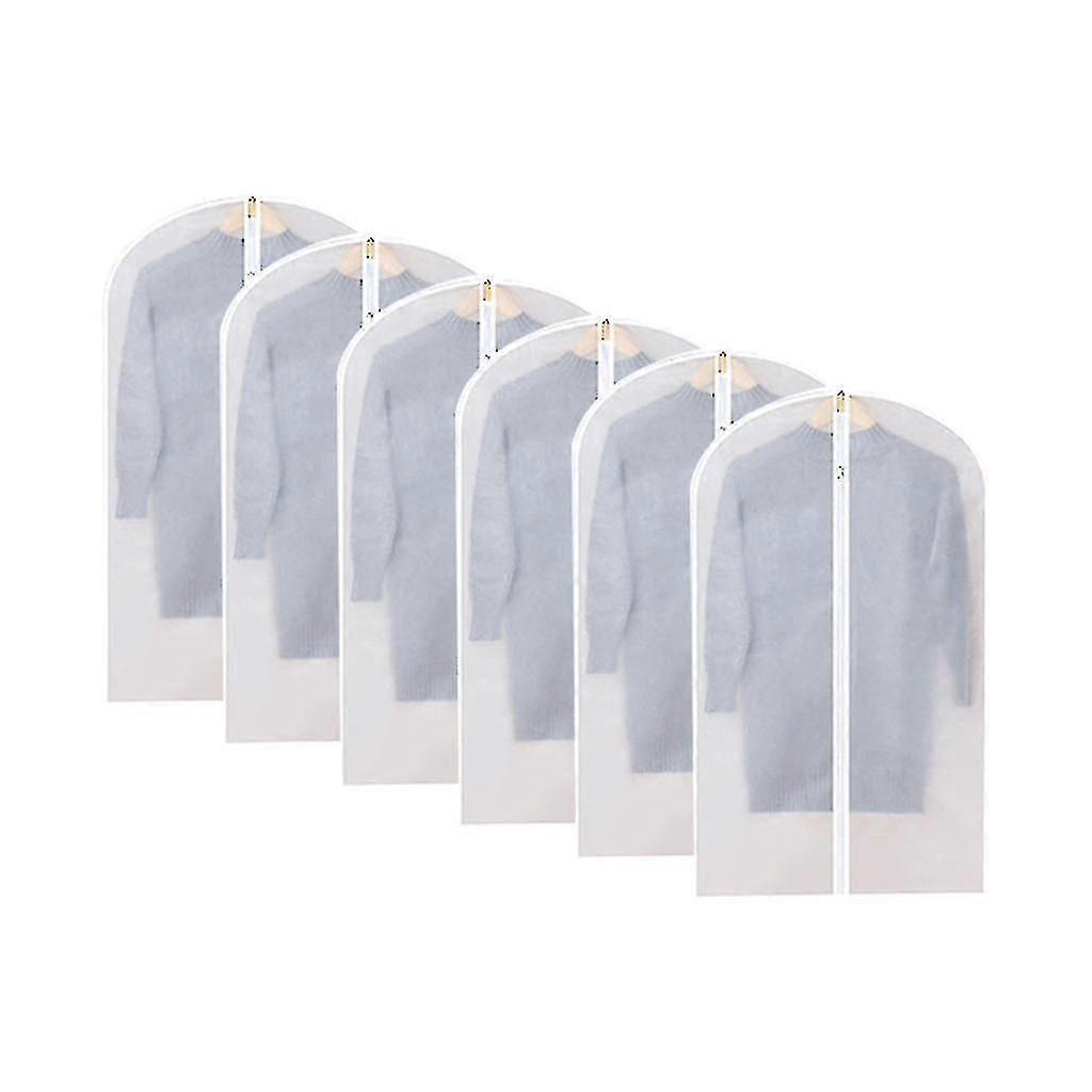 6 Pcs Full Zipper Translucent Clothes Cover Protector Dustproof Hanging Clothing