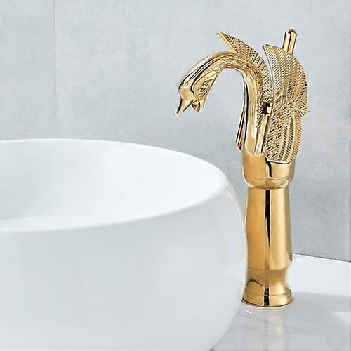Bathroom Tap Retro Golden Single Lever Brass Sink Tap Cold And Hot Water With Ceramic Cartridge And Corrosion Protection