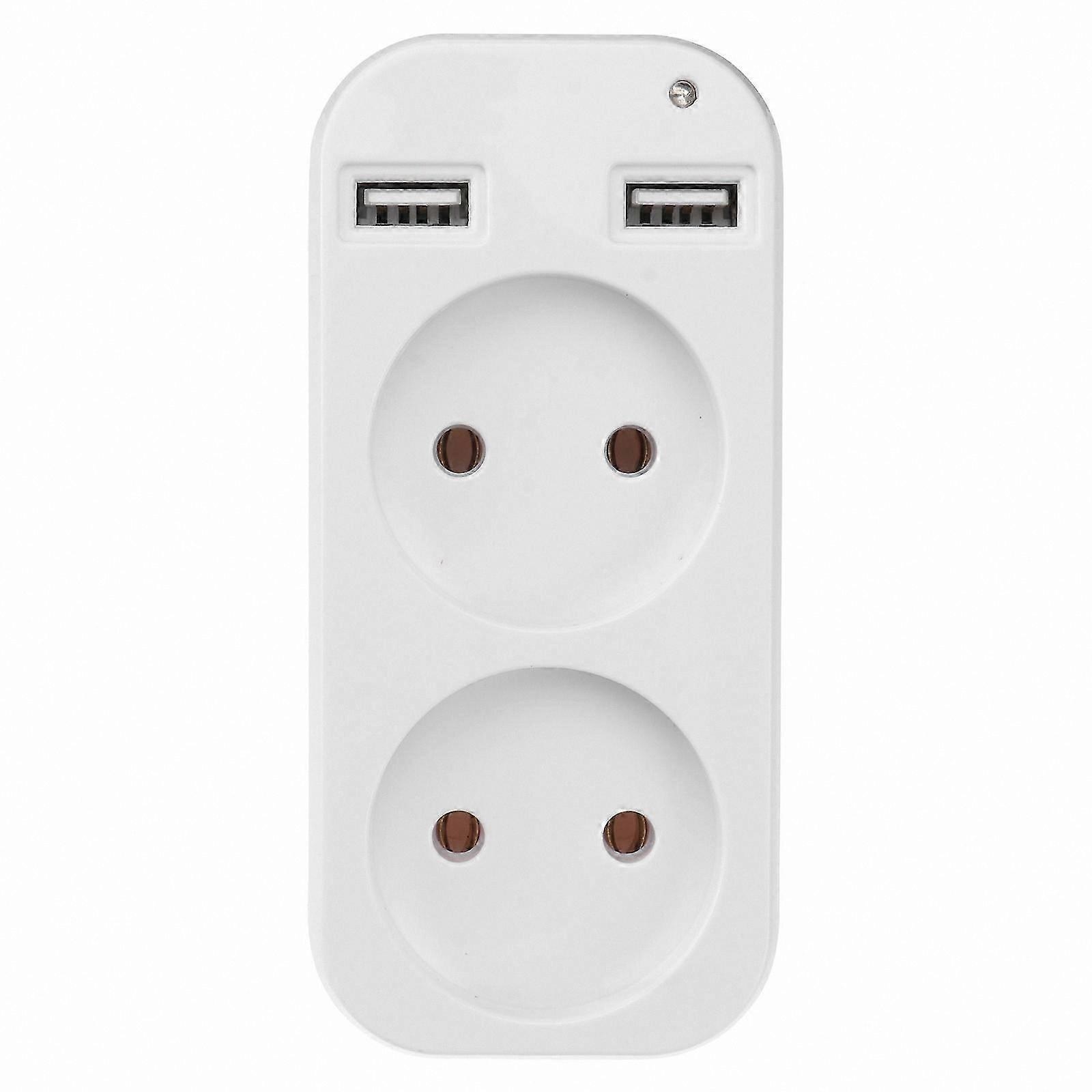 Dual USB and Socket Power Strip with EU Plug Adapter