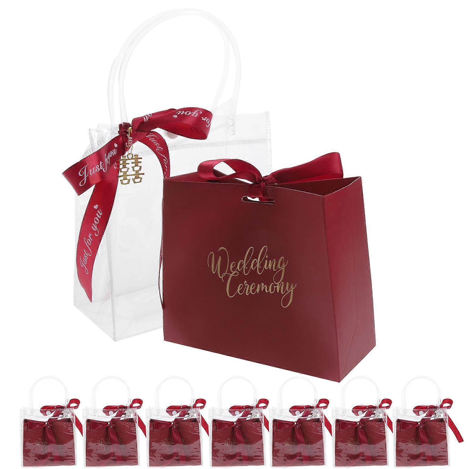 Welcome Bags For Wedding Guests 3 Sets Of PVC Paper And Ribbon Gift Packaging Multi Color Style Suitable For Various Celebrations