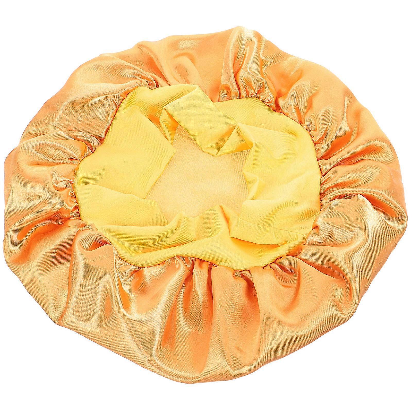Orange Satin Hat Female Sleep Hat for 2Pcs Practical Hair Wrap