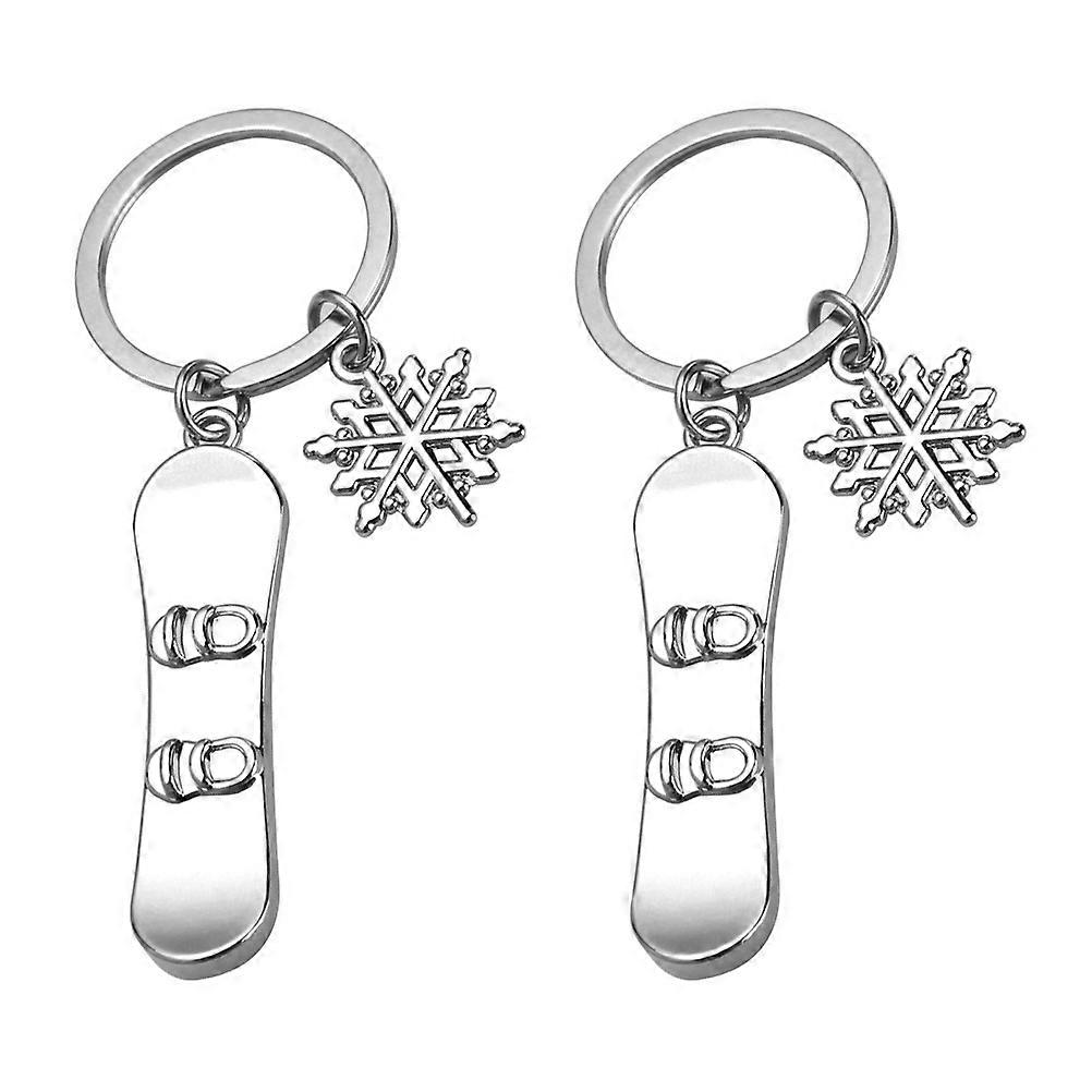 Portable Key Chain Skiing Board Design for Key Use 4Pcs Silver Color