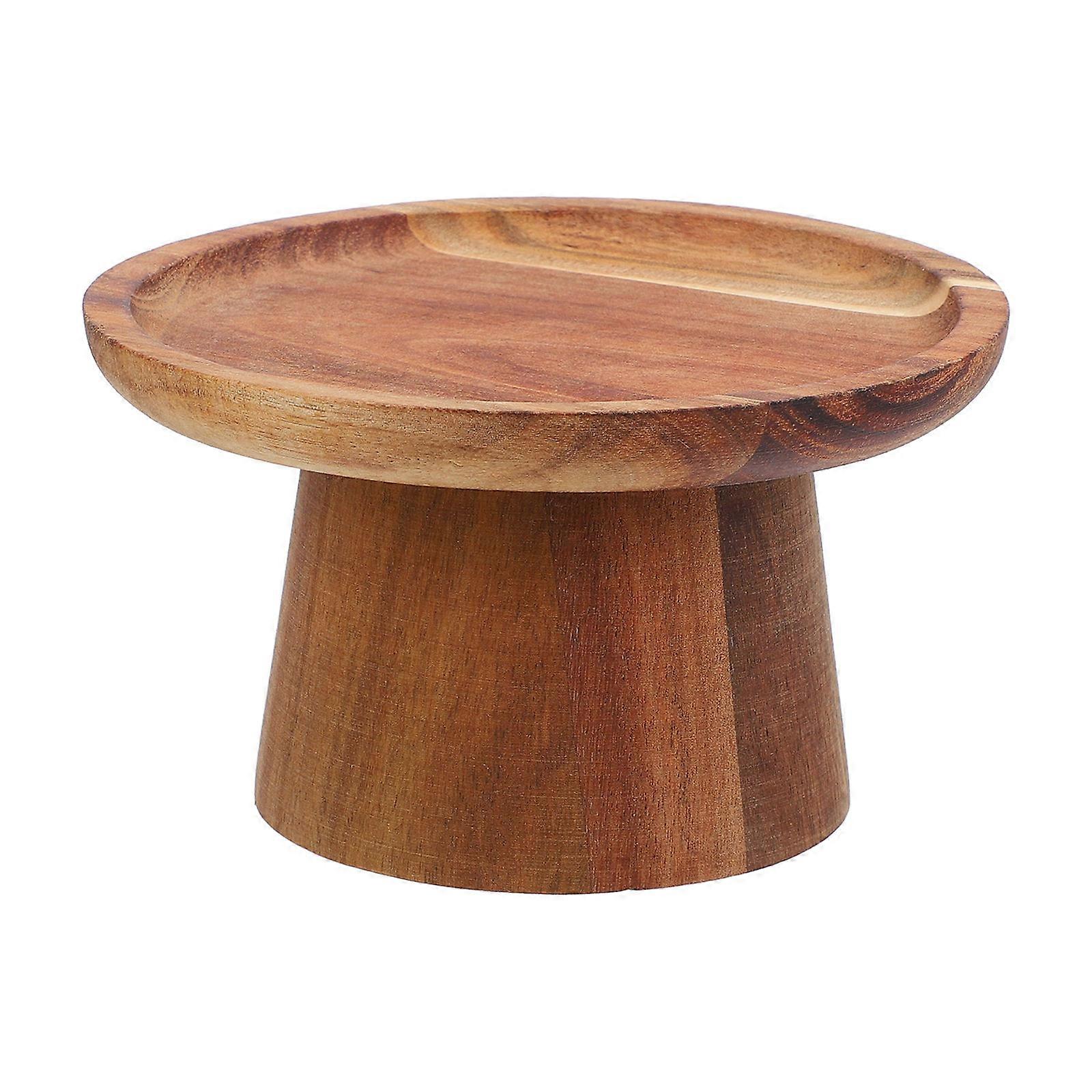 Light Brown Wooden Cake Stand for Dessert Display Footed Fruit Tray