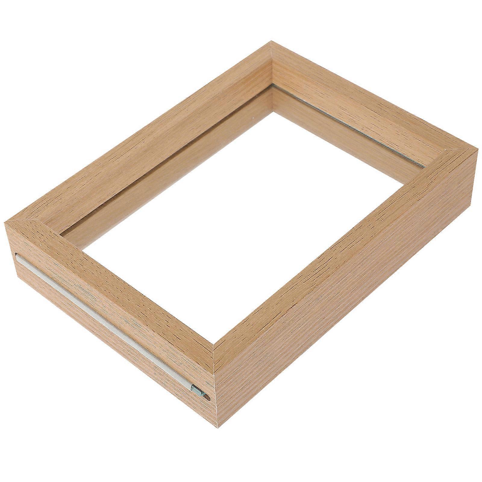 Flower Display Frame Wooden Specimen Double-Sided Glass Frame 2Pcs for Decor