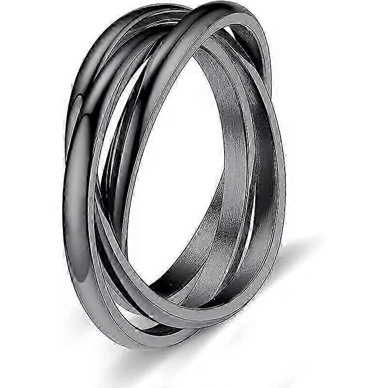 Sterling Silver Ring Triple Row Rolling Interlocking Silver Rings High Polish Rings