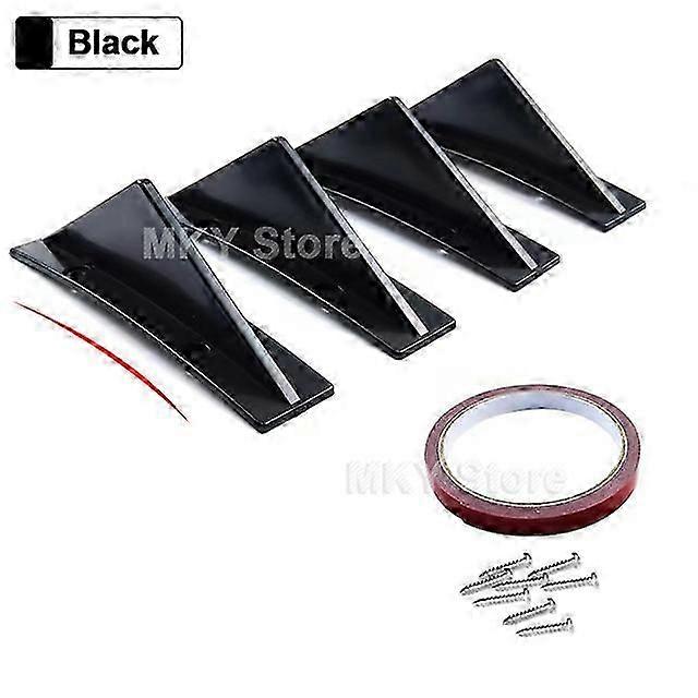 Exquisite 4pcs Universal Carbon Fiber Car Modified Rear Bumper Diffuser Spoiler BlackRed ABS Rear Bumper Lip Diffuser Anti-collision