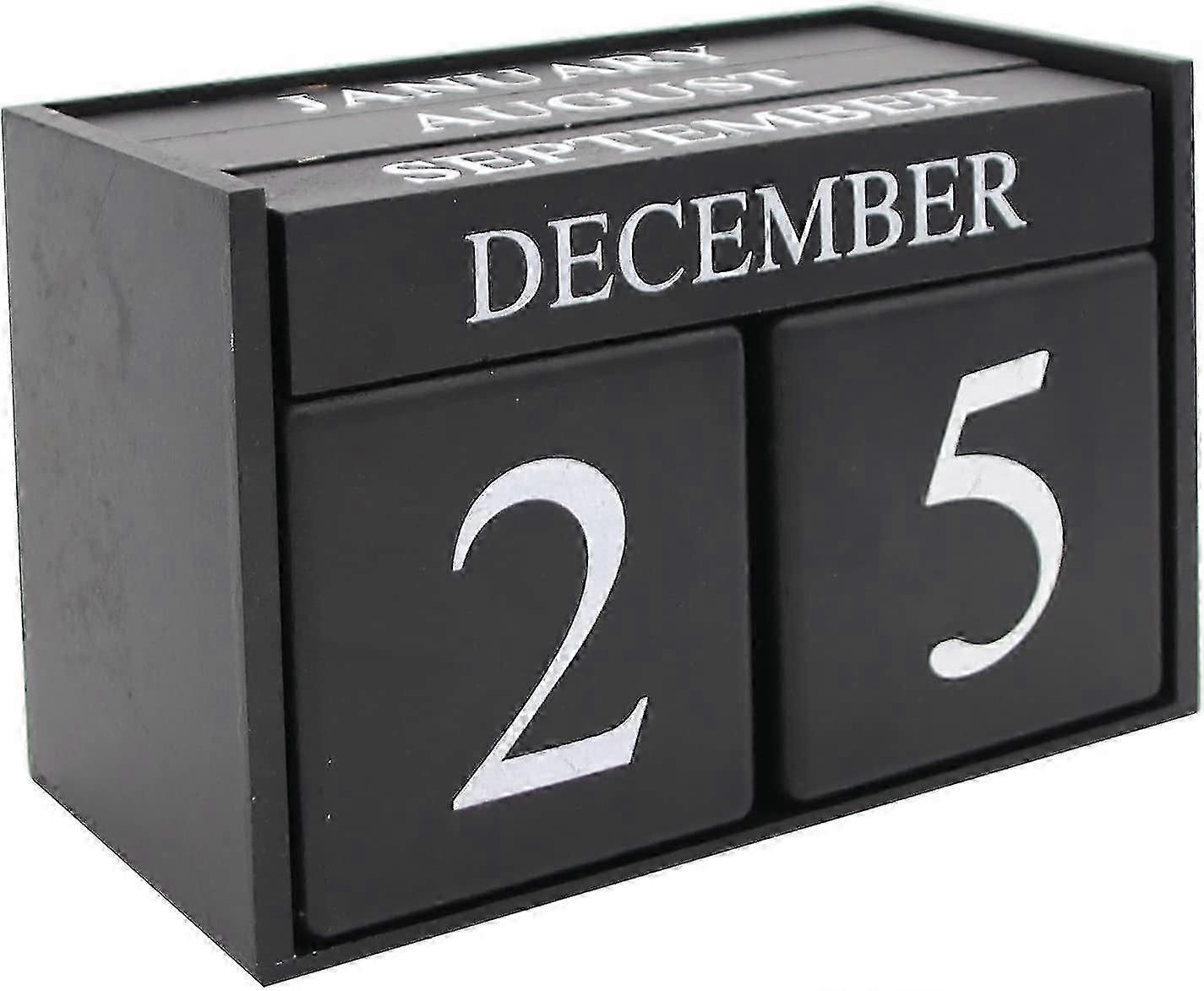 Wooden Desk Calendar 2022-2023, Permanent Daily Block Calendar Month Date Display