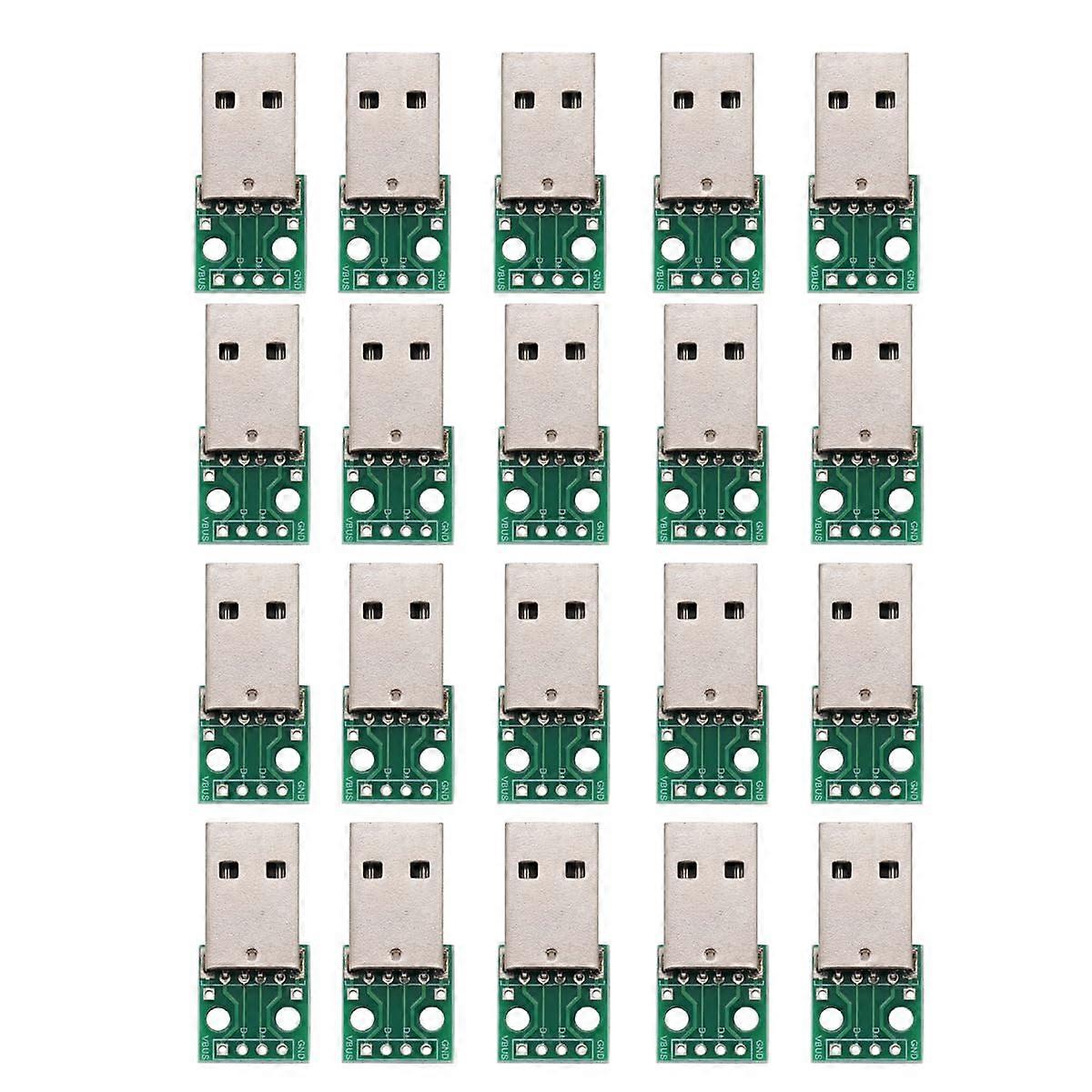 USB Type A Male To DIP 4 Pin Adapter 2.54mm PCB Breakout Board USB 2.0 Compatible DIY Power Supply 20pcs
