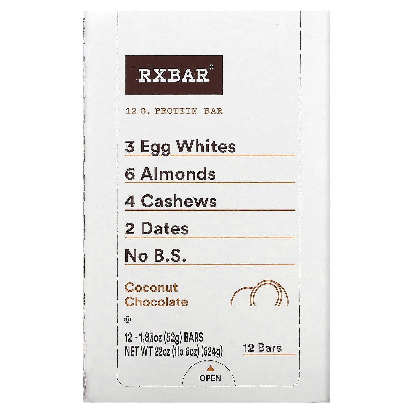 Protein Bar, Coconut Chocolate, 12 Bars, 1.83 oz (52 g) Each