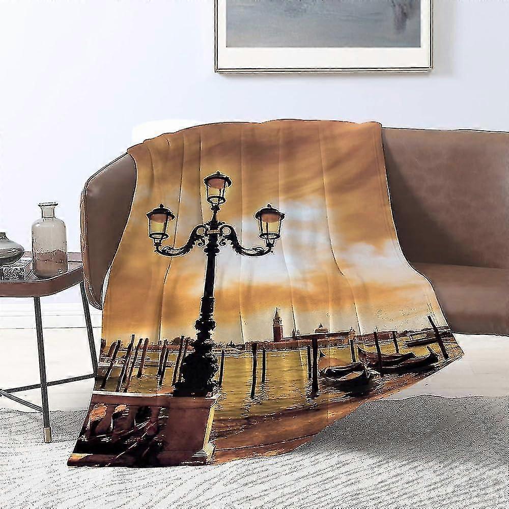 Blanket Flannel Blankets,venice, Lagoon Of Venice Gondolas Moored By Piazza San Marco,throws For Sofa Fluffy Blanket Bed Throw F Bedroom,couch,bedroom