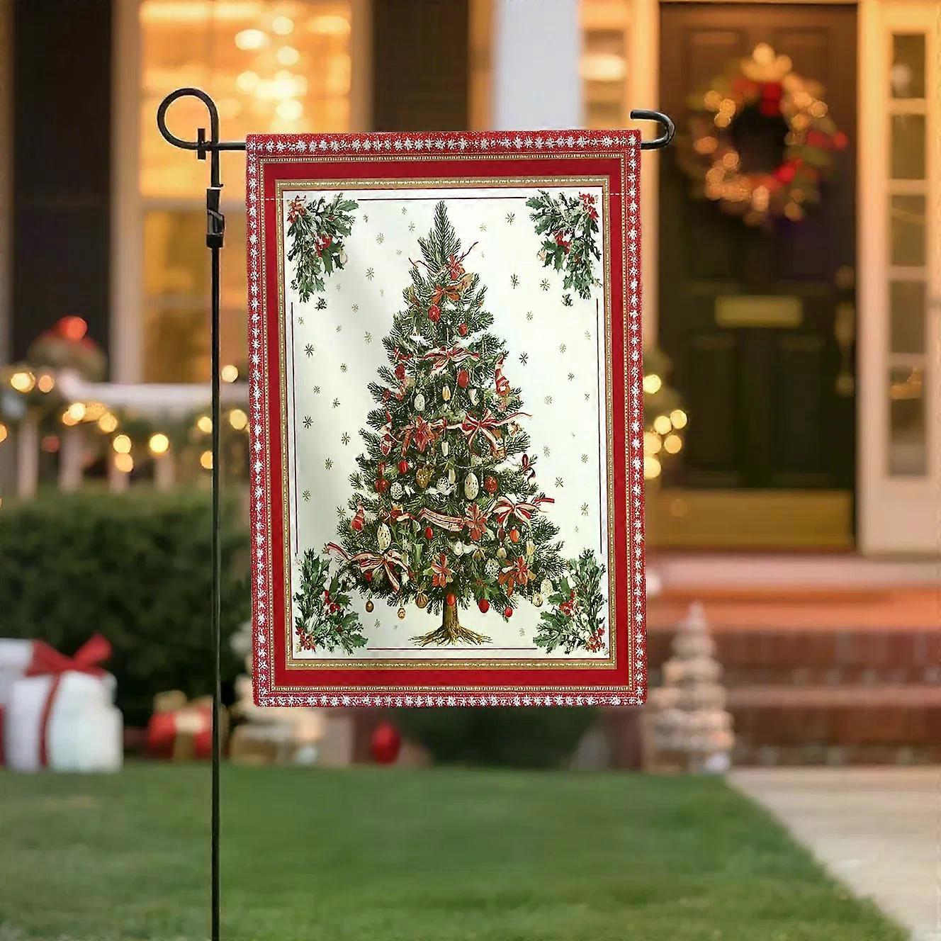 Red and White Check Double Sided Linen, 12x18 Inches, Home Outdoor Yard Holiday Party Decorations (Flag Pole Not Included)