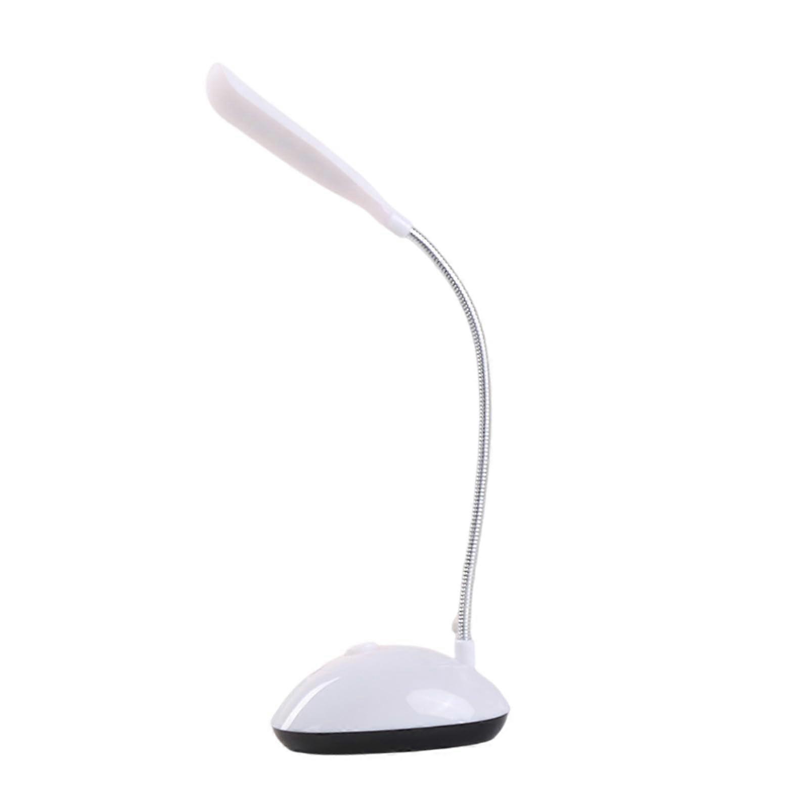 Battery Powered LED Desk Lamp 360 Degree Rotation, Adjustable Gooseneck, Eye Protections, Reading and Night Light, White
