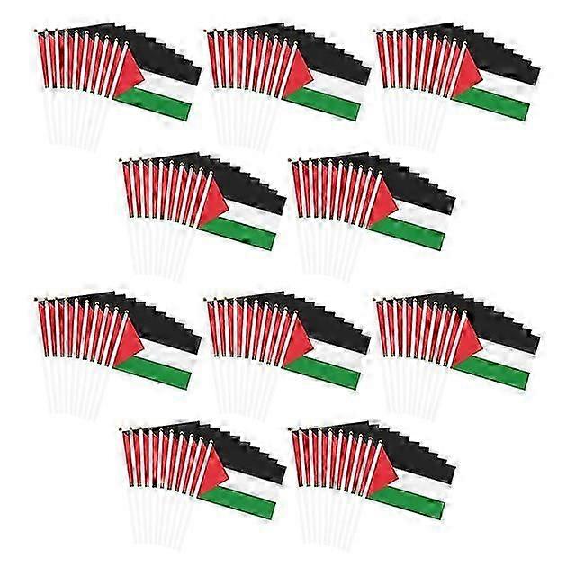 Palestinian flag small with pole Palestinian hand waving flag double-sided / 14x21cm