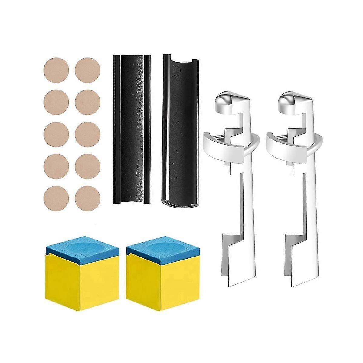 18 Pcs Pool Cue Repair Kit Include 2 Cue Clamp 10 Pool Cue Tips Billiard Cue Tips Shaper Chalk Squa