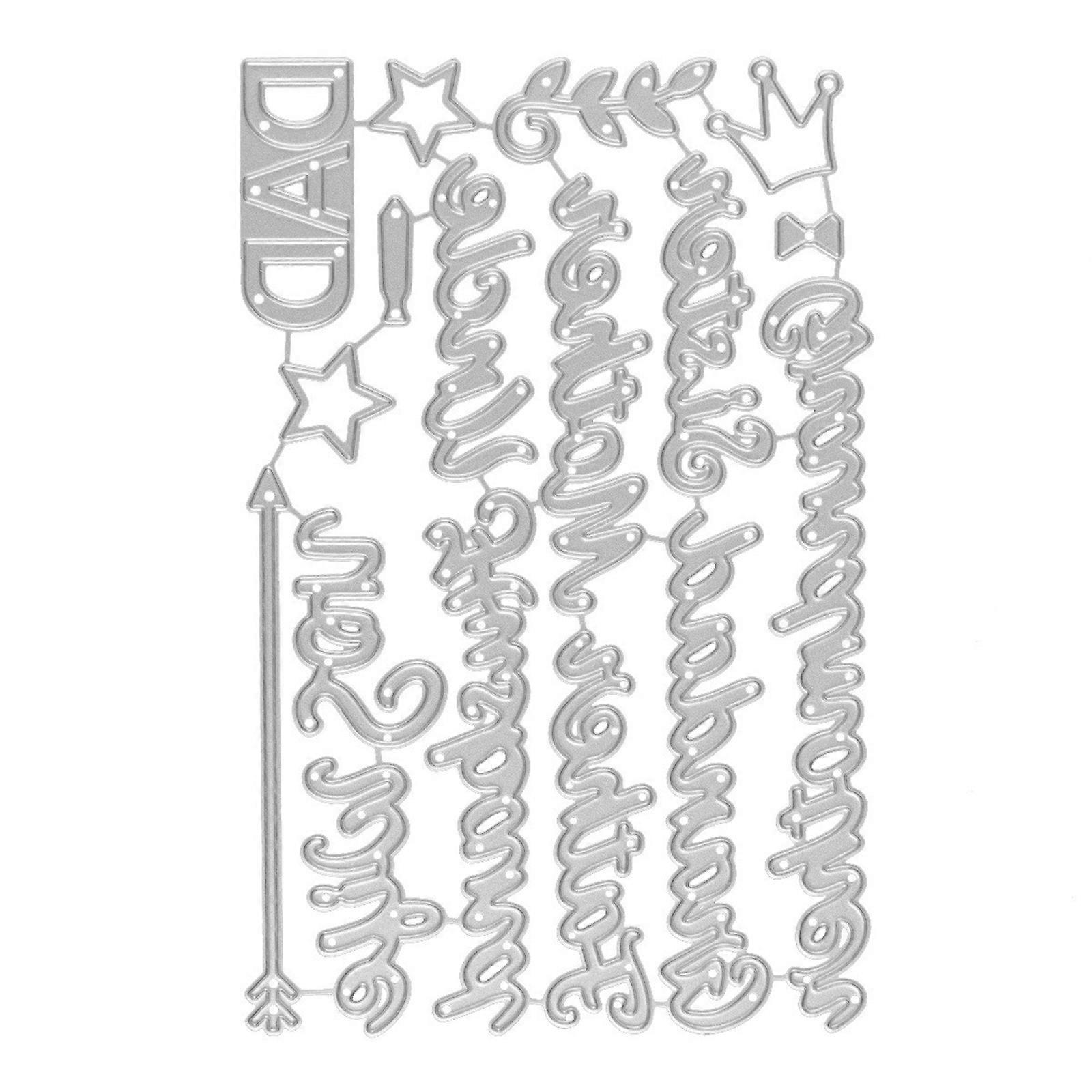 Μεταλλικά ανάγλυφα στένσιλ κομμένα με κεφαλαίο γράμμα, μήτρες κοπής από ανθρακούχο χάλυβα για κατασκευή καρτών, λεύκωμα, χειροτεχνία από χαρτί, πολύχρωμα