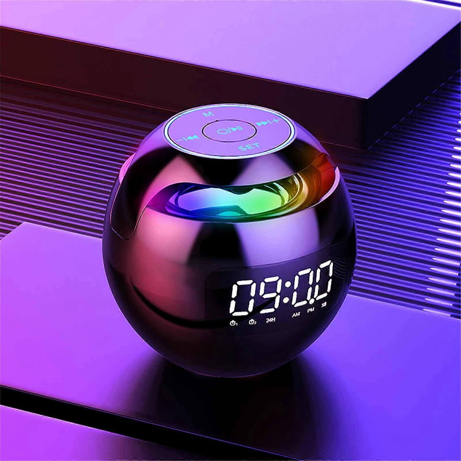Jacenvly Wireless Bluetooth Speaker with Colorful Subwoofer, LED Display, FM Radio, Alarm Clock, HiFi Sound, MP3 Player, Compatible with All Devices