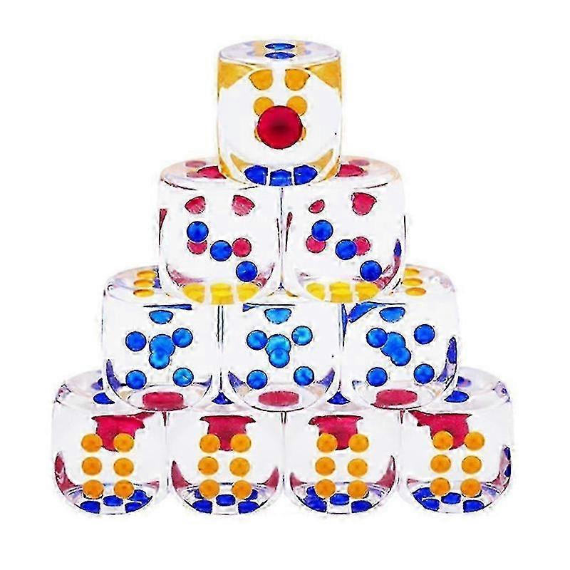 10x Acrylic Dice Transparent 6 Sided Colorful Dice Casino Poker Game Bar Party Crystal Dices Children Board Game Toy