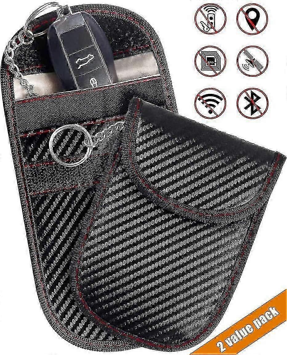 Key Case (2 Pack), Signal Shielding Key Case, Rfid Key Fob Protection Bag, Anti-theft Rfid Shielding Cage For Keyless Car Keys (carbon Fiber)