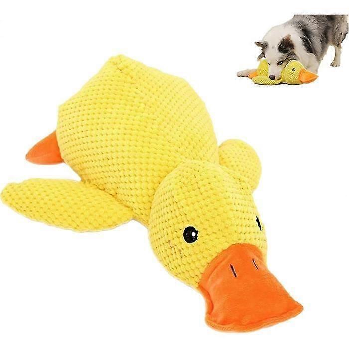 Mellow Dog Duck Calming Toy, Yellow Plush Dog Chew Toy, Interactive Play, Farm
