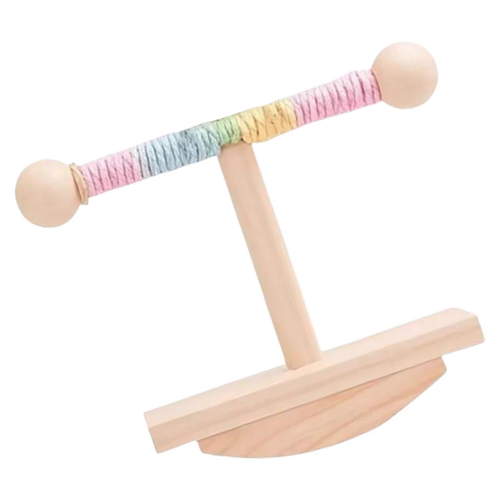 Small Bird Training Playgrounds Natural Wood Swing Stand Intelligence Enrichment for Mental Stimulation Balance Exercise Multicolor