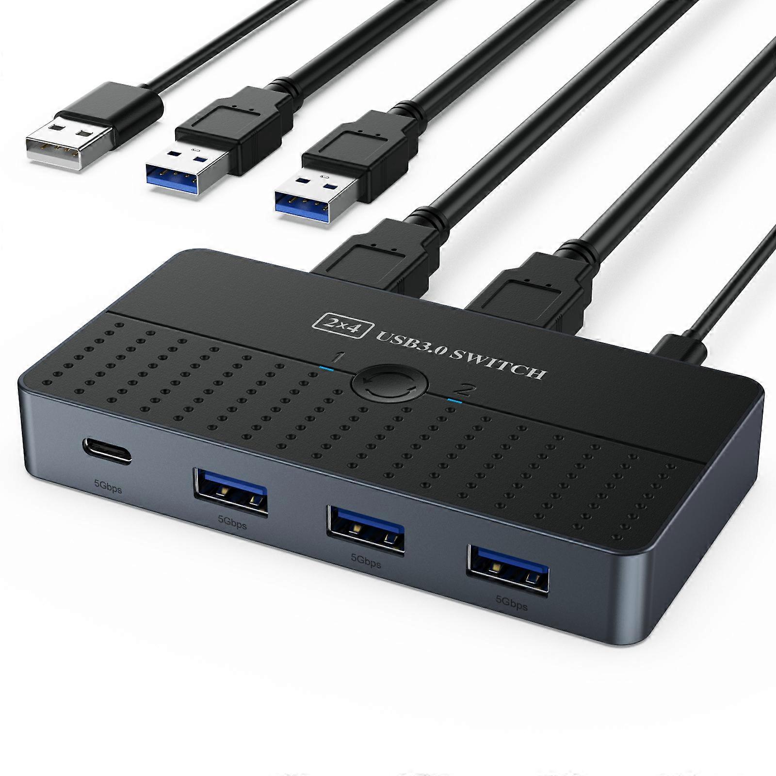 USB 3.0 Sharing Switcher 2 In 4 Out Devices Controller for Multiple Computers Fast Switchnig for Designers and Gamers Multicolor