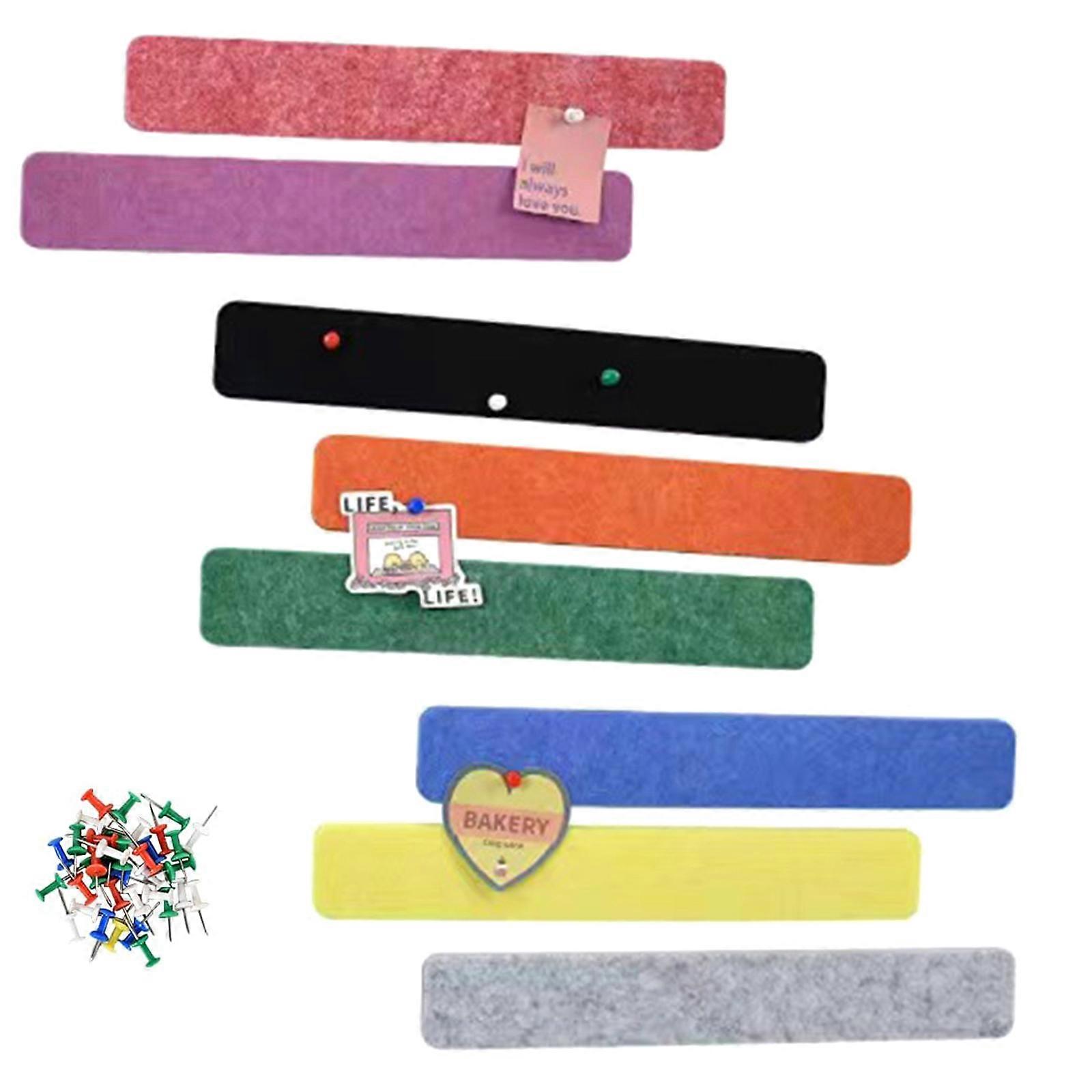 8 Pcs/Set Felt Pin Board Bar Strips Bulletin Board Strips with 30 Push Pins Home Office Memo Notice Boards Easy Install  color Pack of 8 30 thumbt