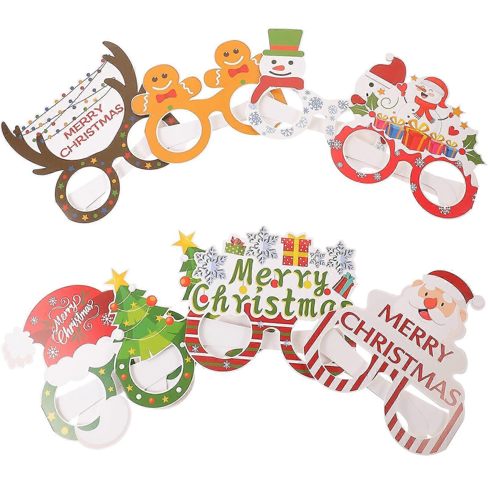 Christmas Eyeglasses Frames for Adornment 8Pcs Assorted Color Paper Glasses