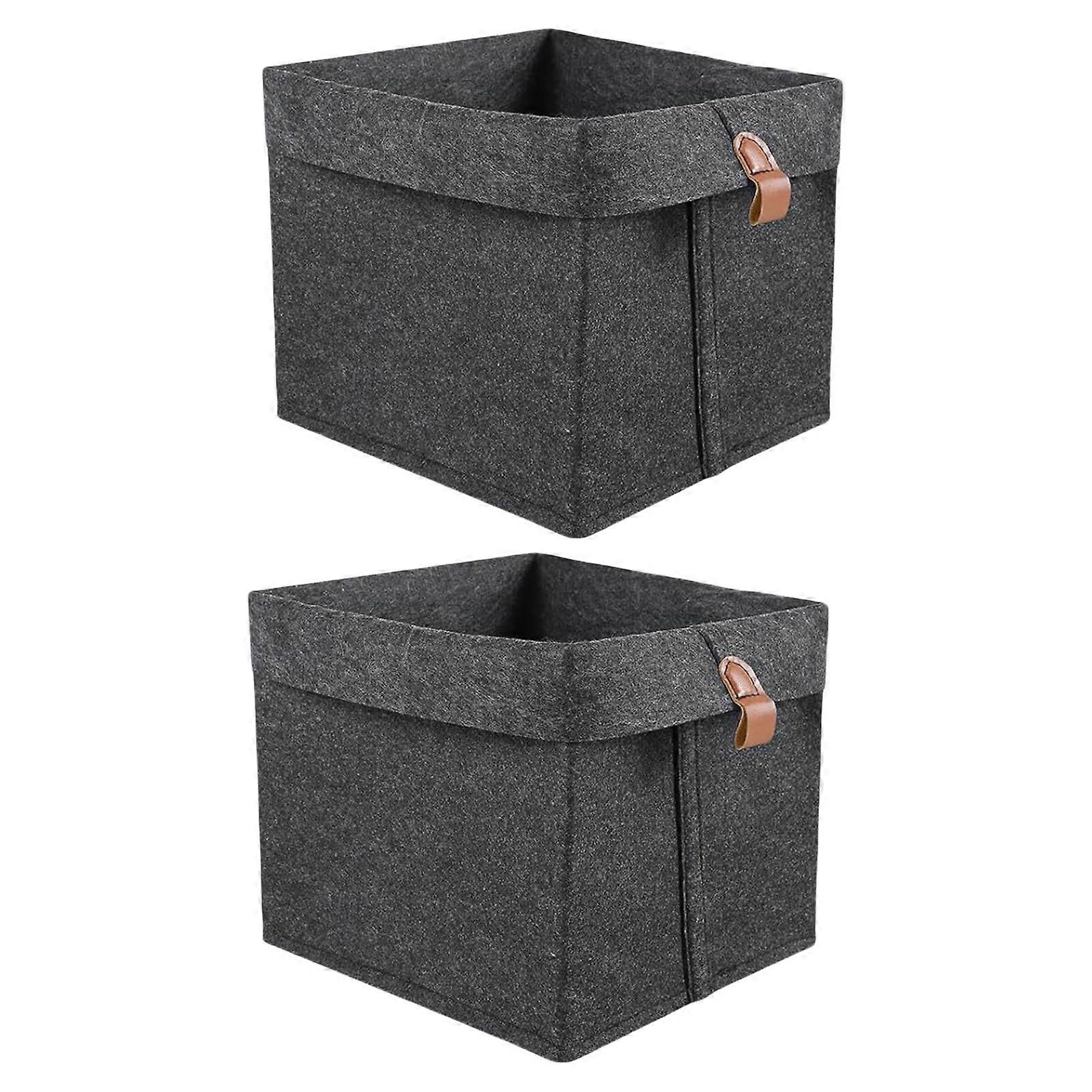 2 Pieces Space Saving 12L Felt Storage Box for Kids Portable for Organizing Toy in Nurseries and Daycare Centers Multicolor