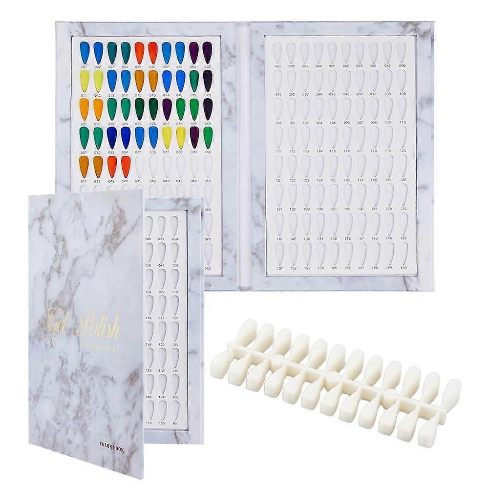 Nail Color Display Book with 192PCS Nail Tips Nail Gel Polish Display Board Nail Color Chart Display Book Nail Polish Sample Book with Replacement Tip