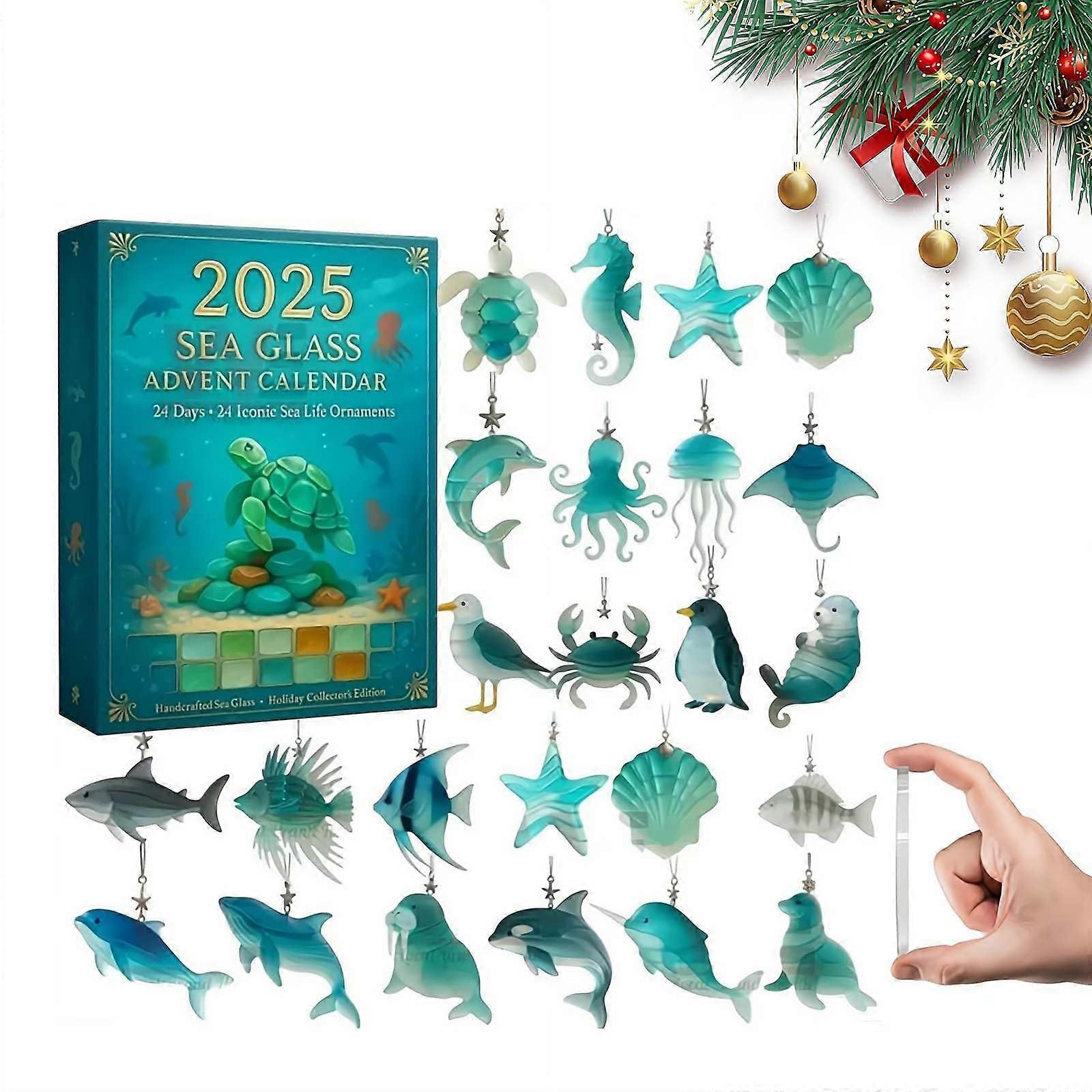 Marine Life Advent Calendar 2025, 24 Ocean Animal Figurines for Christmas Countdown