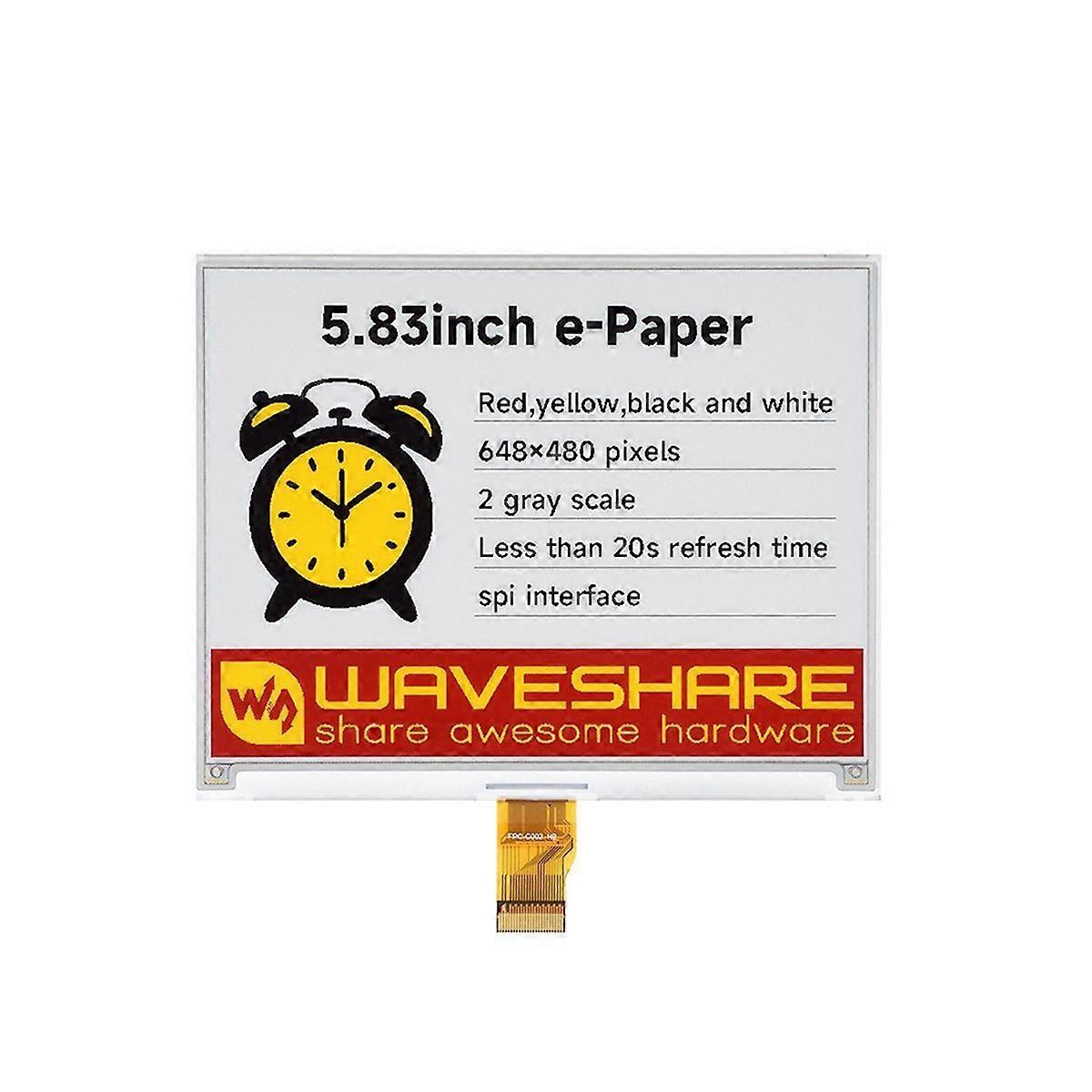 5.83-Inch 40Pin E-Ink Screen 648x480 E-Paper Red Yellow Black White E-Paper Display SPI Interface