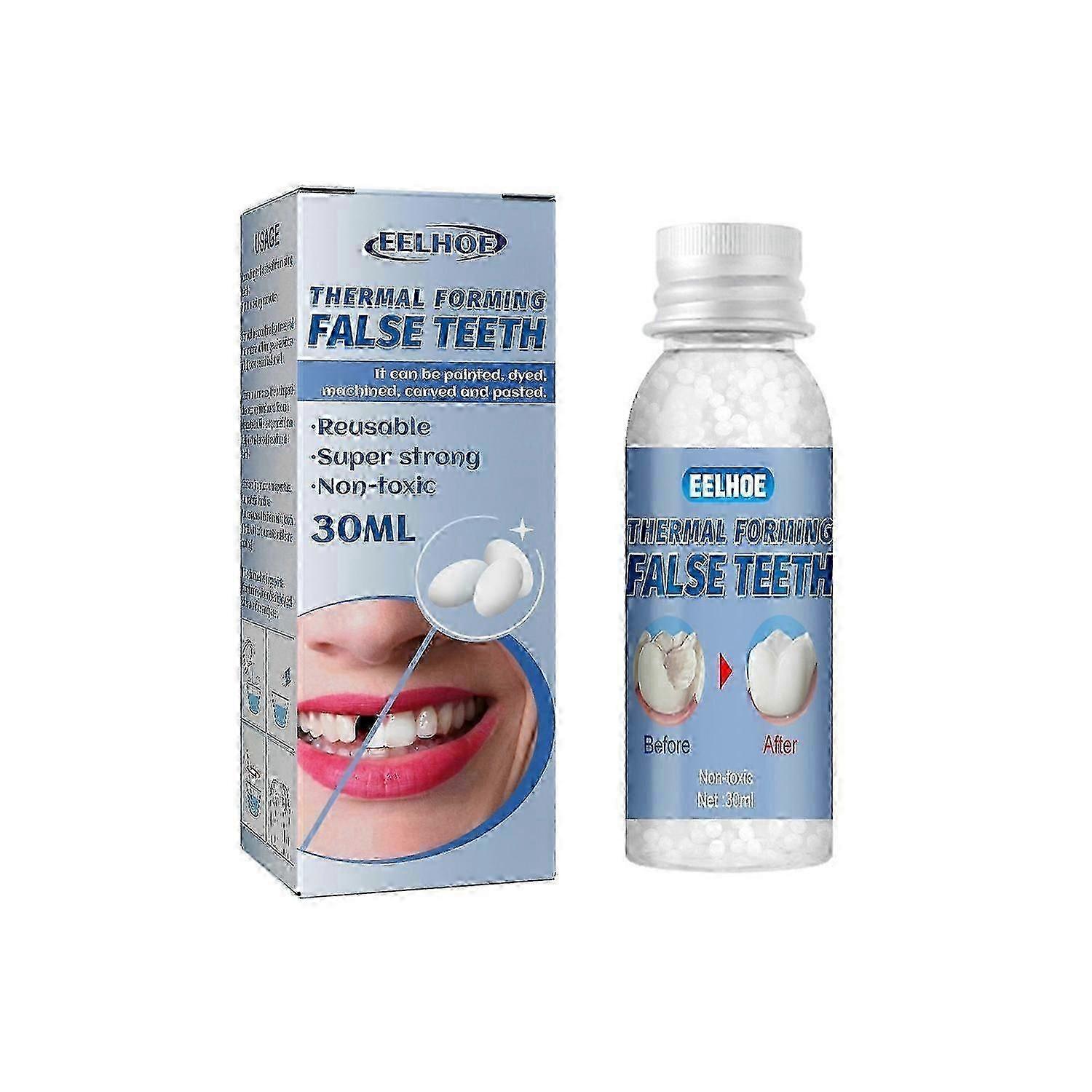 Temporary Tooth Repair Kit: 1-3 Pcs Moldable Fix for Broken Gap, False Teeth with Solid Glue 30ml