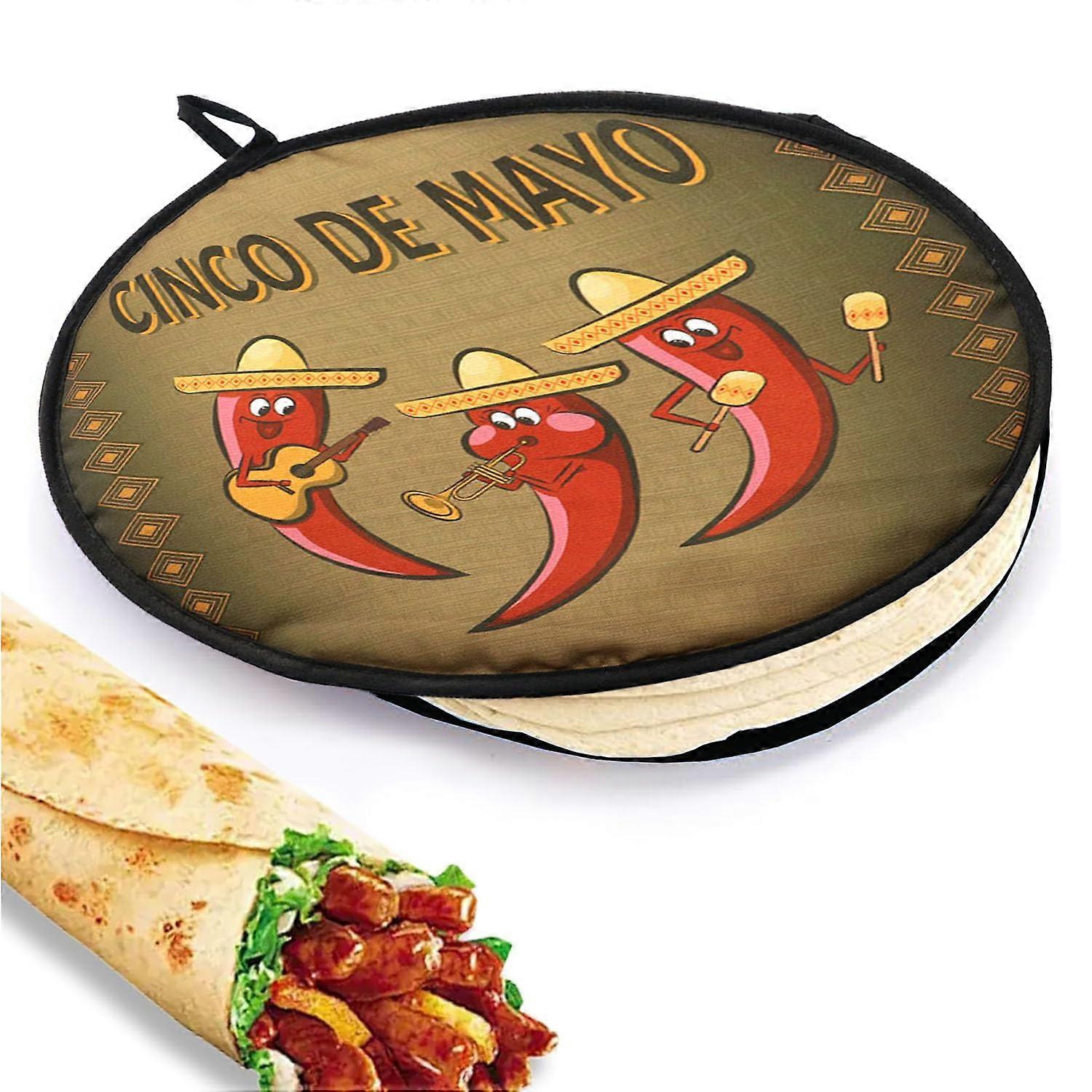 Tortilla Warmer Insulated Microwaveable Fabric Holder for Tacos Bread Pizza Keeps Warm 1 Hour