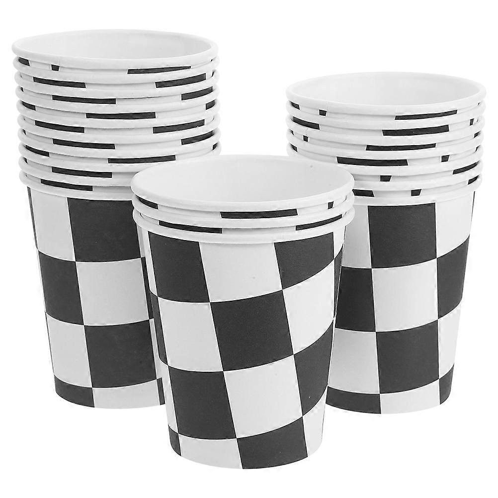 Checkered Theme Cups Disposable Paper Cups for Racing Party 160Pcs