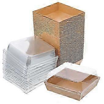 Boeyaa 50pcs Sandwich Packing Box Paper Made Cake Box Multi-use Bread Salad Packing Box With Lid