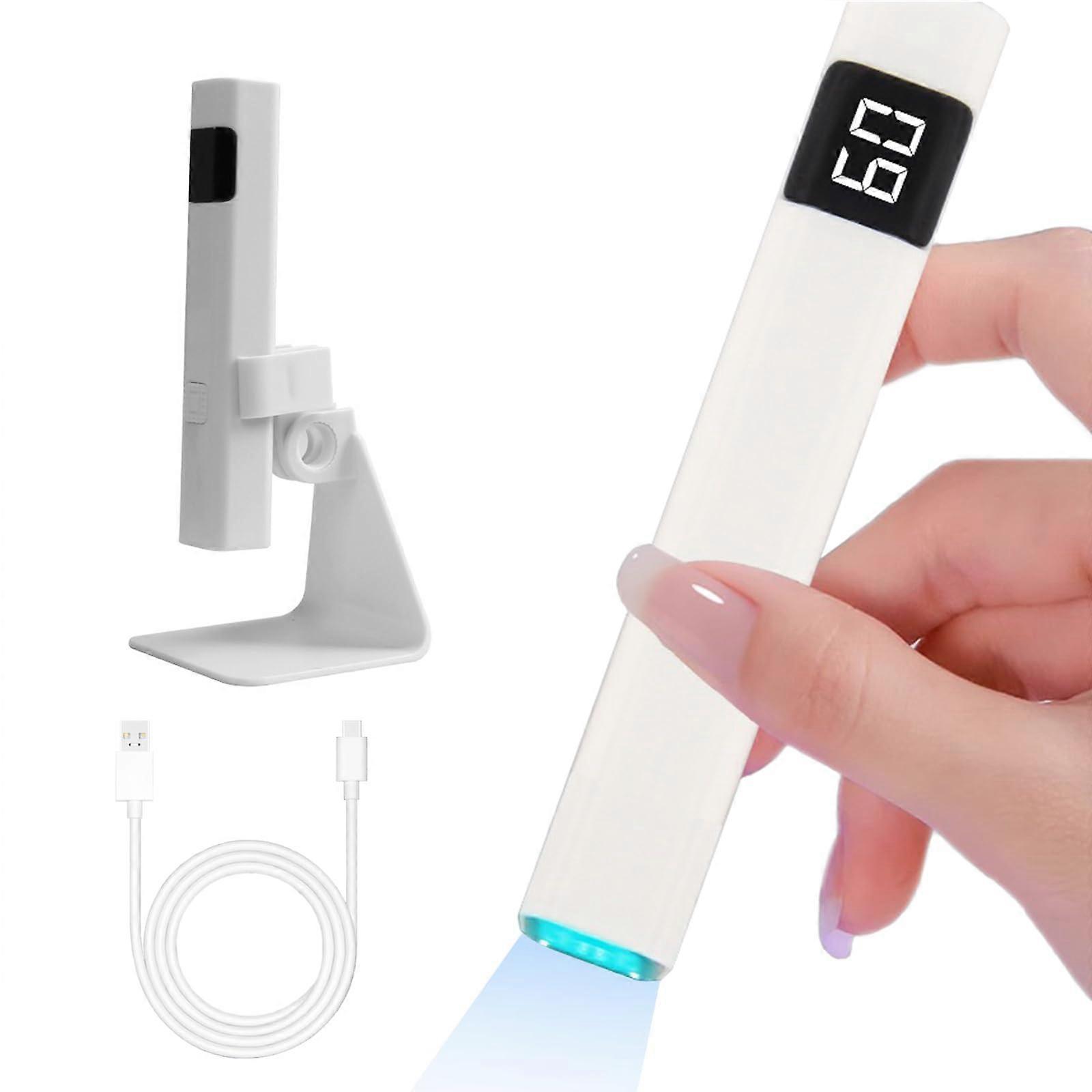 UV LED Nail Lamp with Stand, Cordless Rechargeable Gel Dryer, LCD Timer, Fast Curing, White