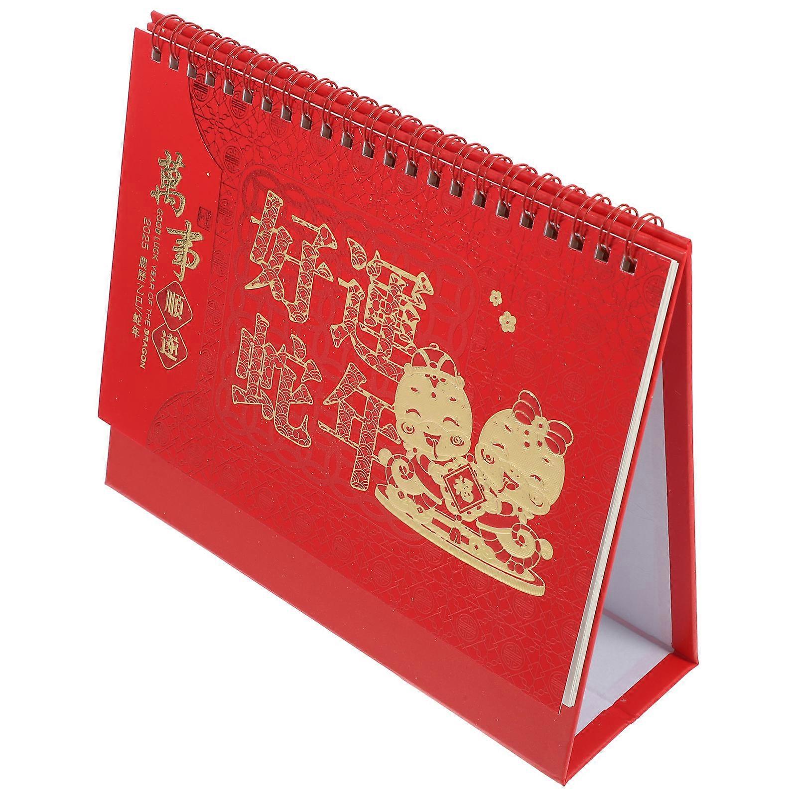 Snake Year Table Calendar Flip Calendar for Desk 2025 Chinese Desk Planner 2025